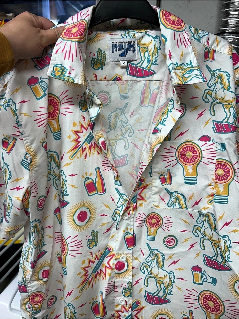 Phillips Brewing & Malting Co. Printed Button Down Shirt Size Medium